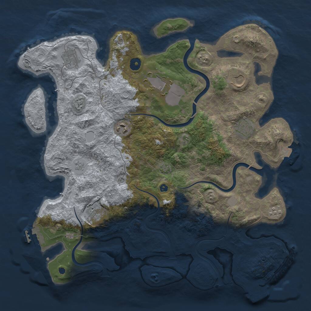 Rust Map: Procedural Map, Size: 3850, Seed: 771261000, 13 Monuments