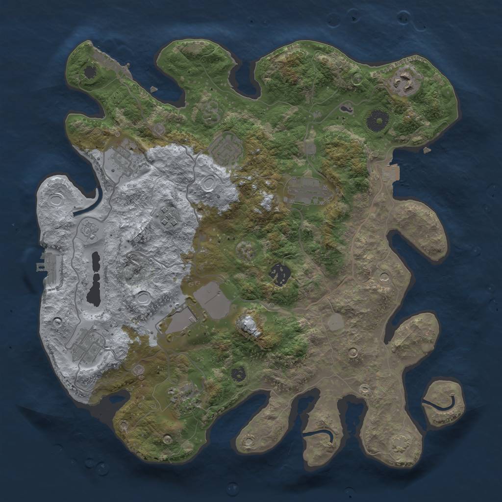 Rust Map: Procedural Map, Size: 3500, Seed: 1370078624, 17 Monuments