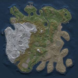 Thumbnail Rust Map: Procedural Map, Size: 3500, Seed: 1370078624, 14 Monuments