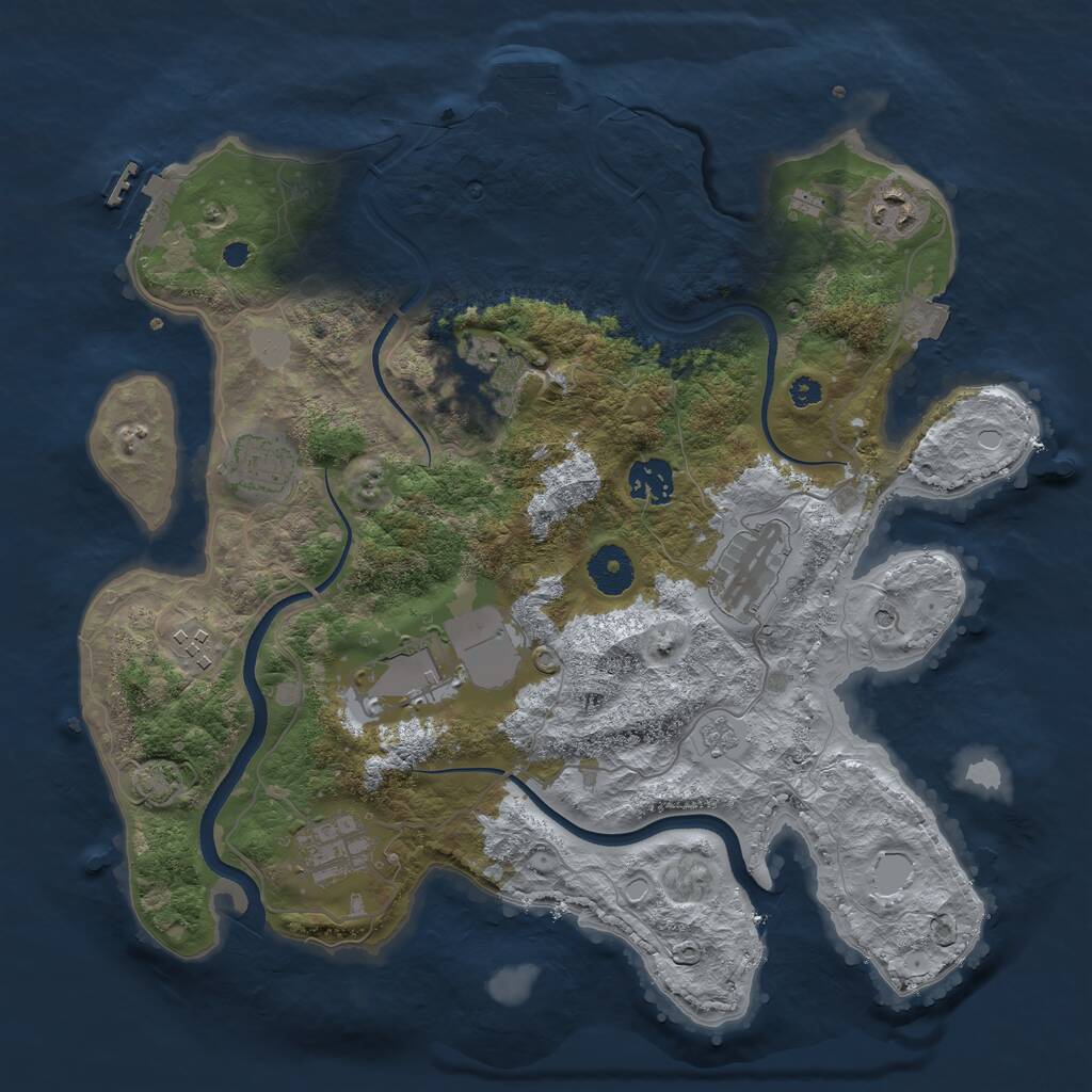 Rust Map: Procedural Map, Size: 3500, Seed: 1864012954, 14 Monuments