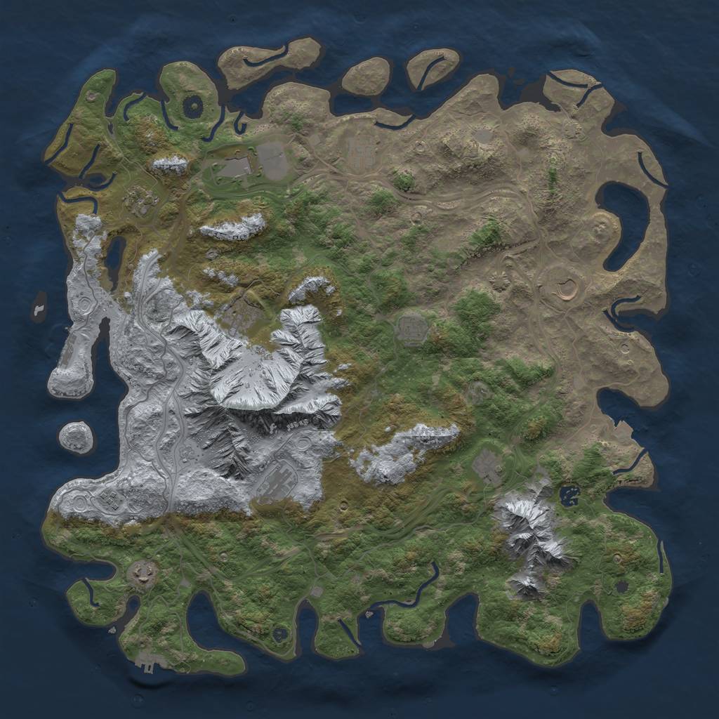 Rust Map: Procedural Map, Size: 5000, Seed: 1074238471, 19 Monuments