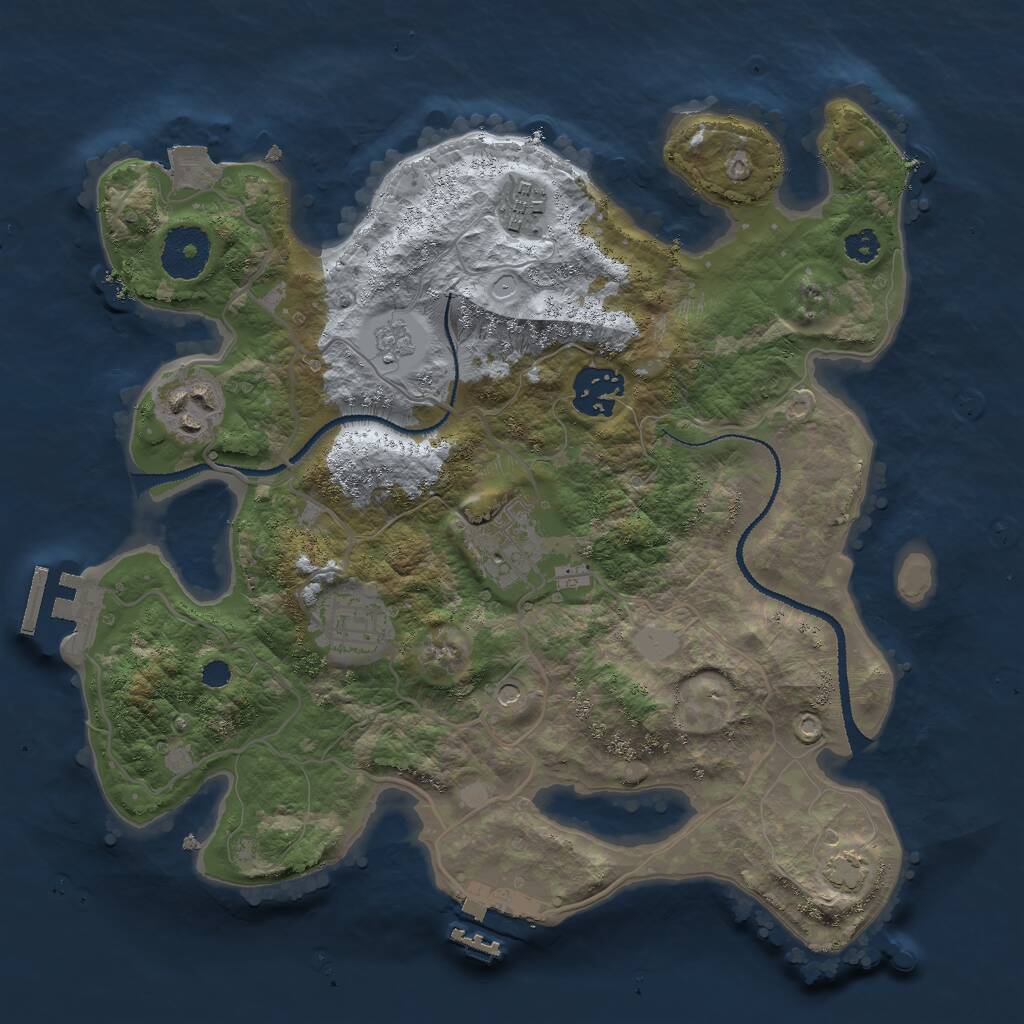 Rust Map: Procedural Map, Size: 3000, Seed: 2106450221, 11 Monuments