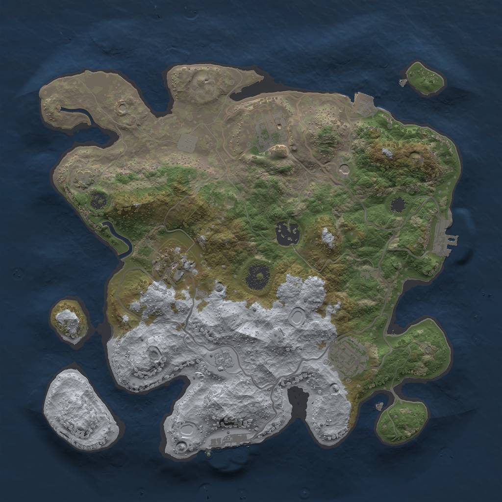 Rust Map: Procedural Map, Size: 3000, Seed: 13812, 12 Monuments