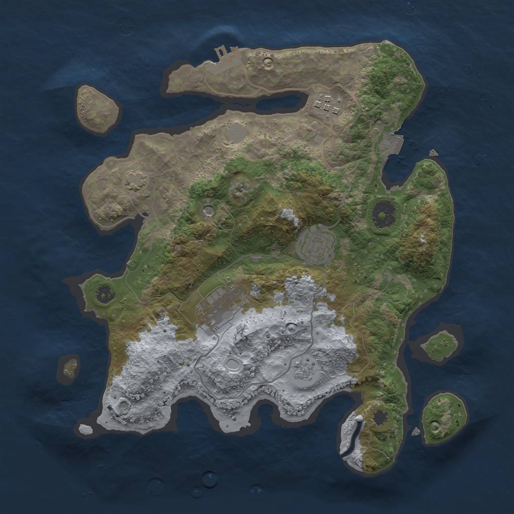 Rust Map: Procedural Map, Size: 3000, Seed: 13067, 10 Monuments