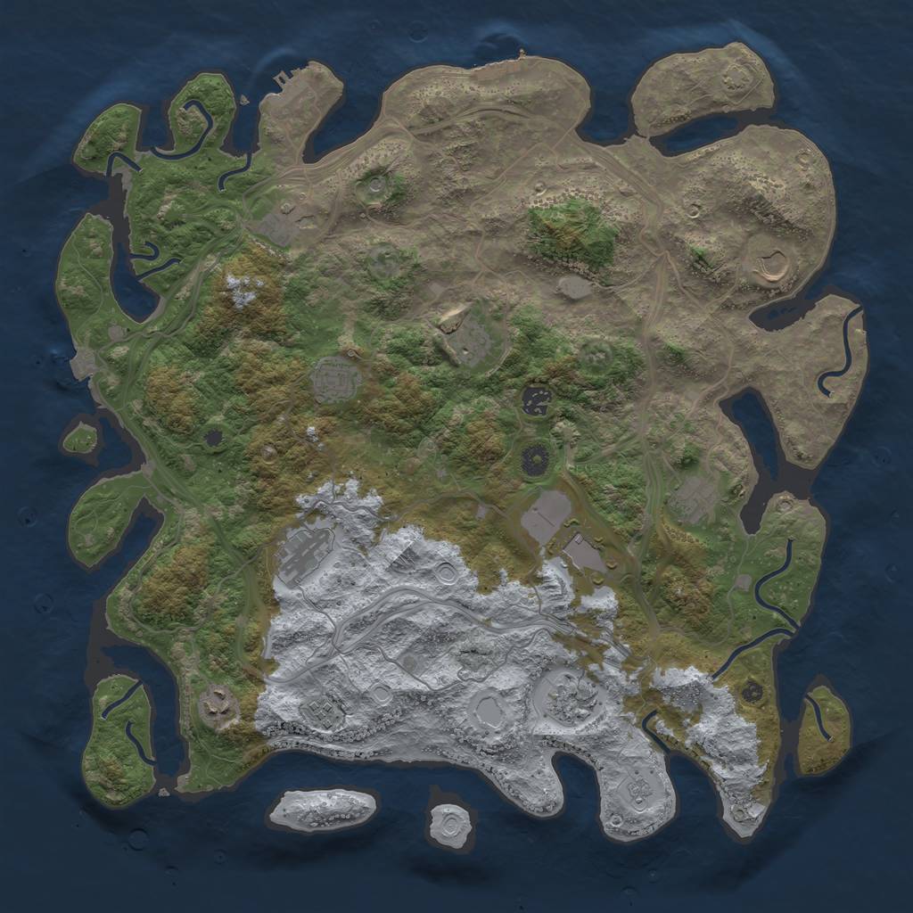 Rust Map: Procedural Map, Size: 4500, Seed: 343376778, 19 Monuments