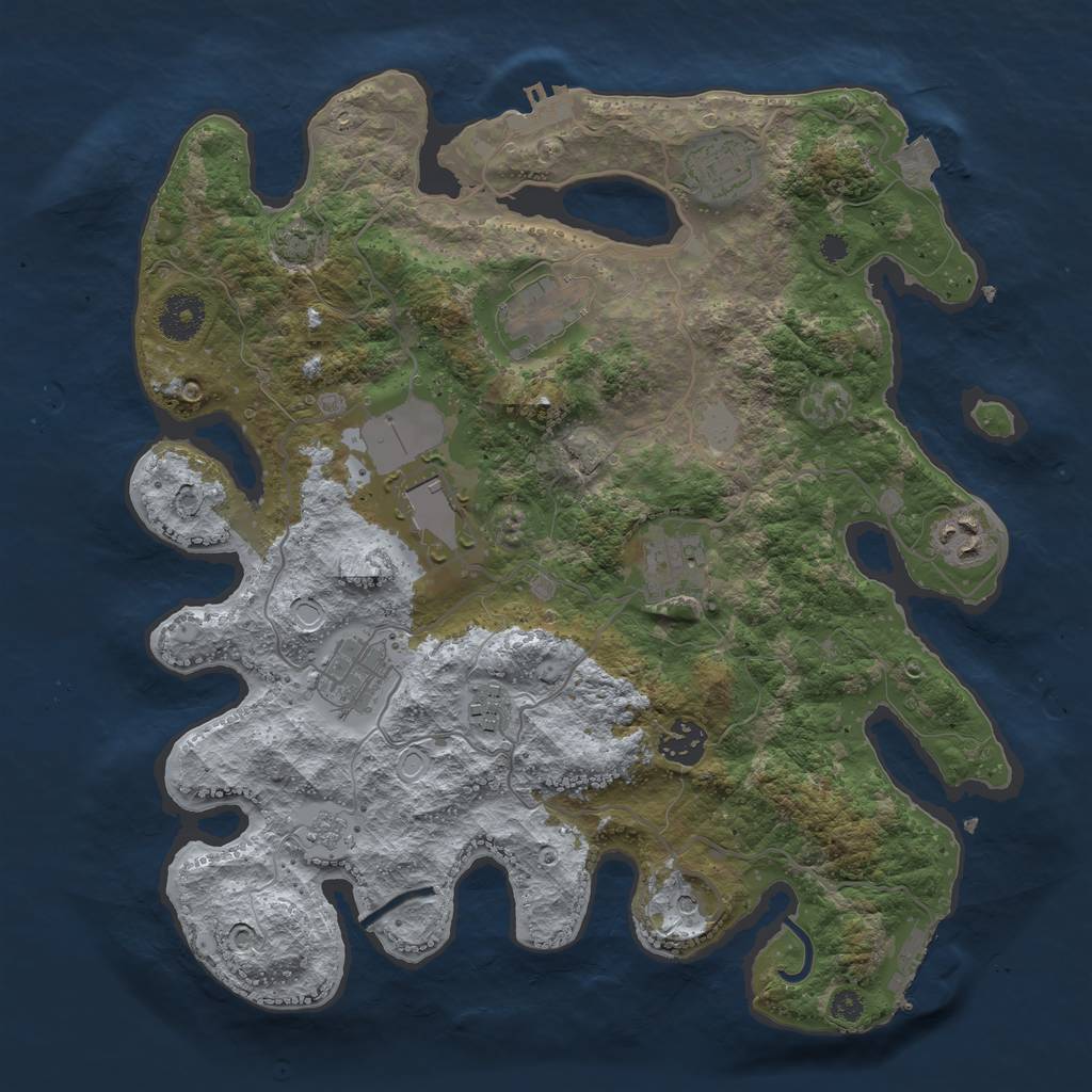 Rust Map: Procedural Map, Size: 3500, Seed: 18720619, 16 Monuments