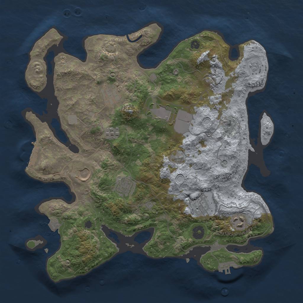 Rust Map: Procedural Map, Size: 3500, Seed: 603912, 16 Monuments