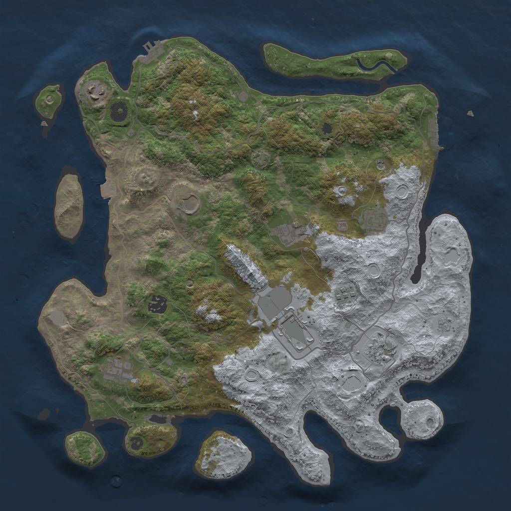 Rust Map: Procedural Map, Size: 4000, Seed: 877010885, 17 Monuments