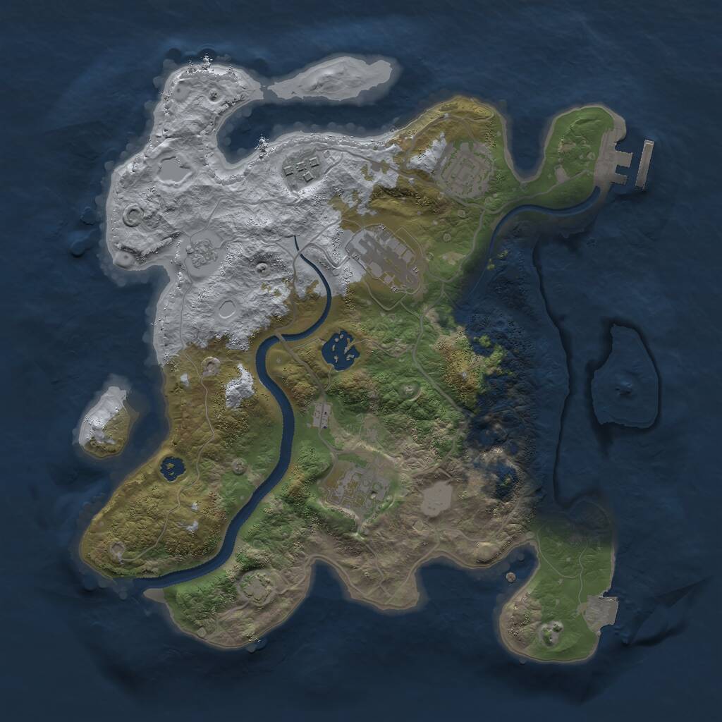 Rust Map: Procedural Map, Size: 3000, Seed: 64858, 9 Monuments