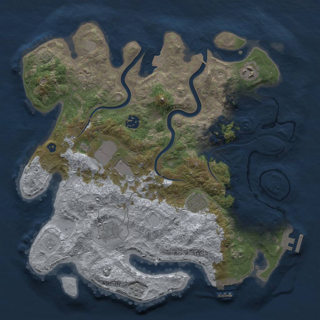 Rust Map: Procedural Map, Size: 3500, Seed: 966615316, 13 Monuments