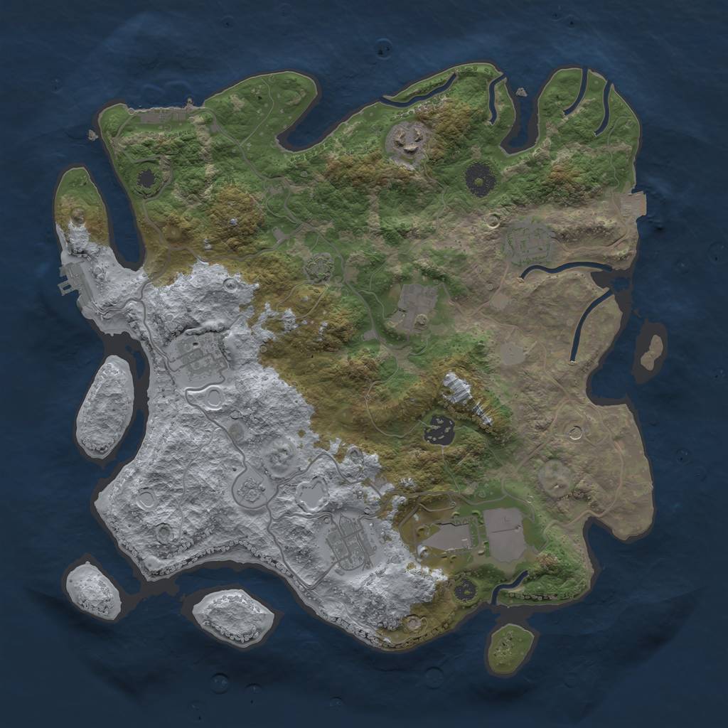 Rust Map: Procedural Map, Size: 3500, Seed: 1853172160, 15 Monuments