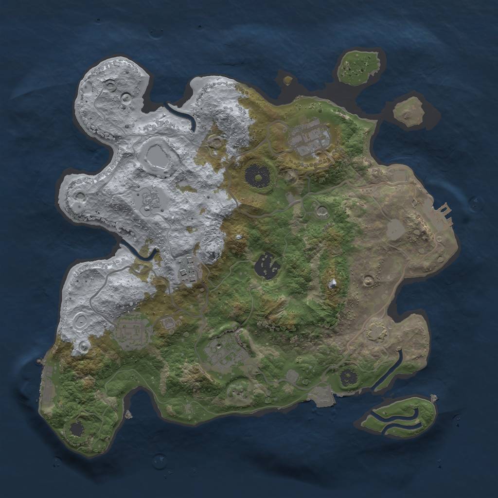 Rust Map: Procedural Map, Size: 3000, Seed: 1334877717, 13 Monuments