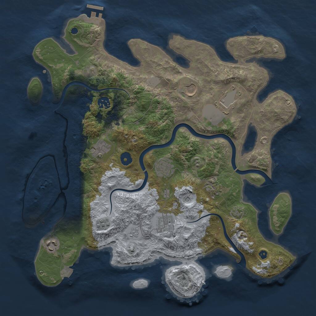 Rust Map: Procedural Map, Size: 3800, Seed: 734785557, 14 Monuments