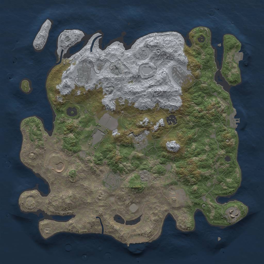 Rust Map: Procedural Map, Size: 3750, Seed: 1989293932, 18 Monuments