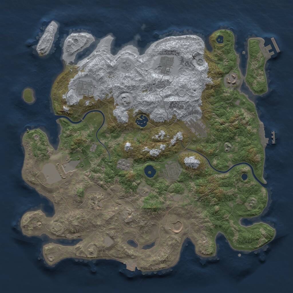 Rust Map: Procedural Map, Size: 3750, Seed: 1989293932, 16 Monuments
