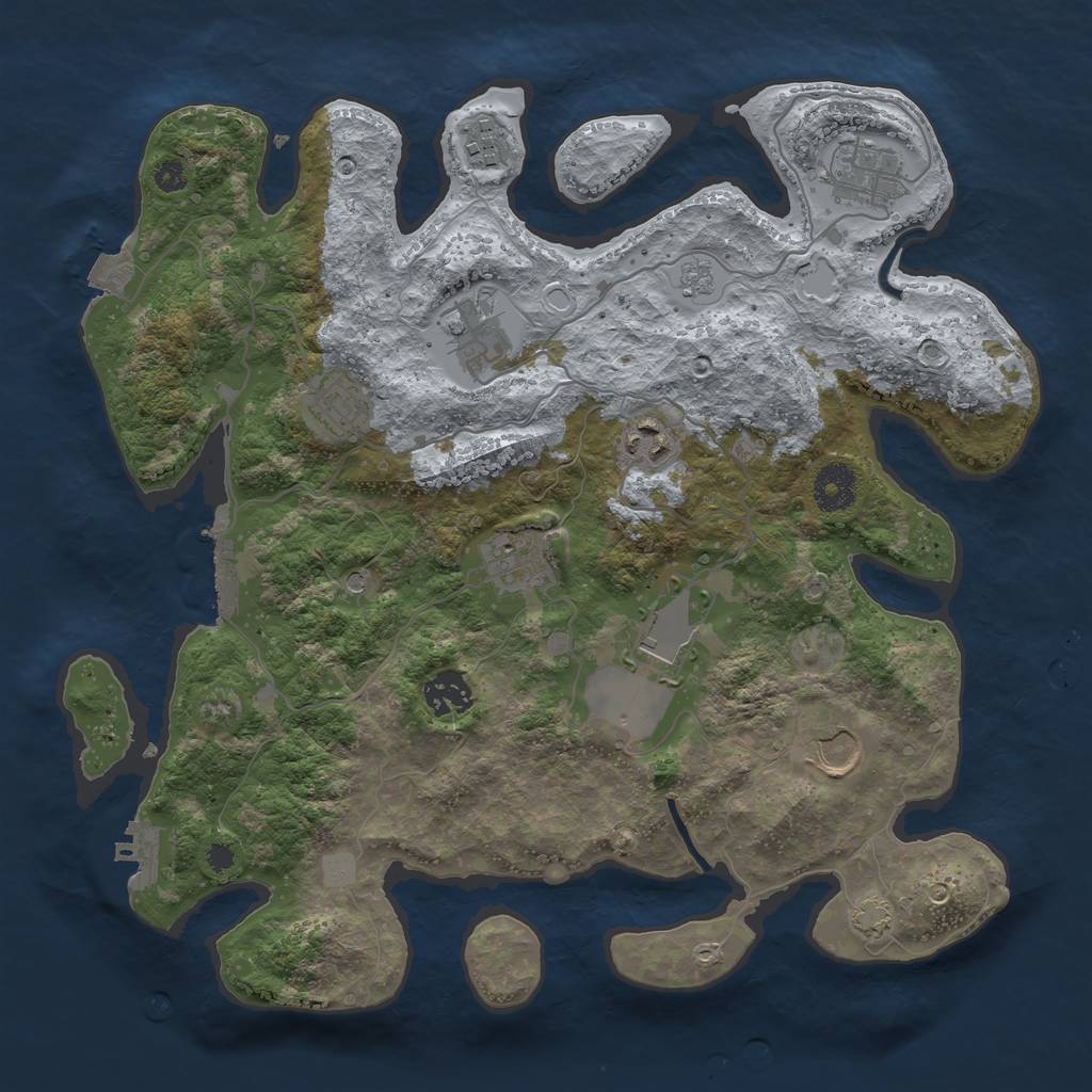 Rust Map: Procedural Map, Size: 3500, Seed: 2030051860, 17 Monuments