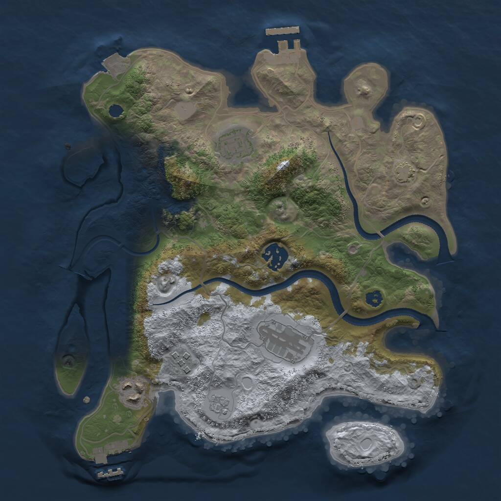 Rust Map: Procedural Map, Size: 3000, Seed: 25168, 10 Monuments
