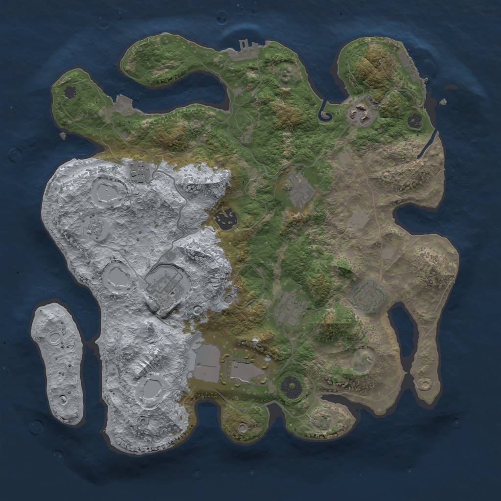 Rust Map: Procedural Map, Size: 3500, Seed: 1732956092, 16 Monuments