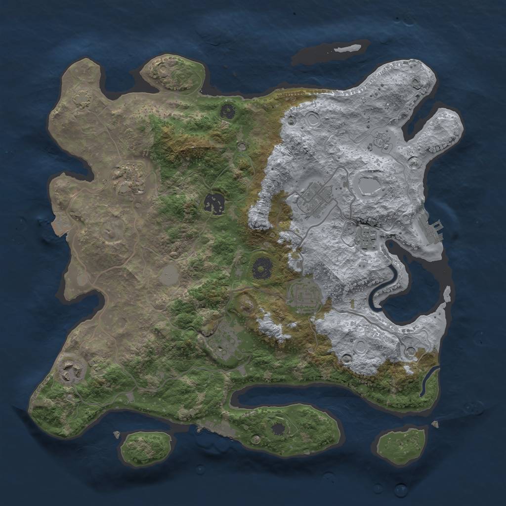 Rust Map: Procedural Map, Size: 3450, Seed: 55594538, 15 Monuments