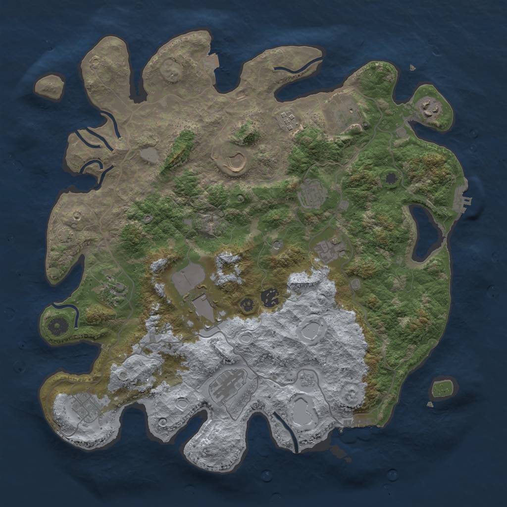 Rust Map: Procedural Map, Size: 4000, Seed: 830248807, 19 Monuments
