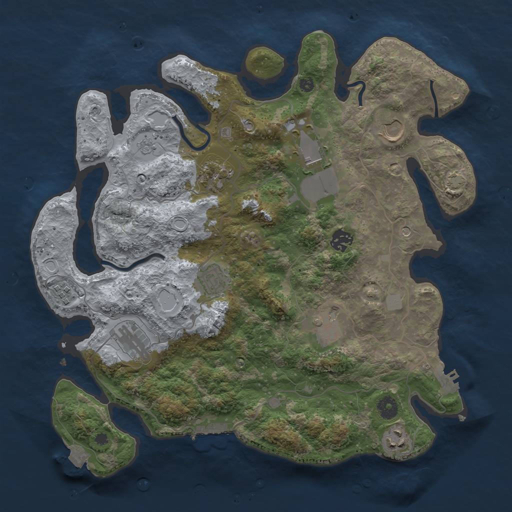 Rust Map: Procedural Map, Size: 3550, Seed: 2533763, 17 Monuments