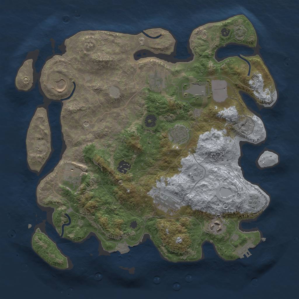 Rust Map: Procedural Map, Size: 3500, Seed: 1336427029, 16 Monuments