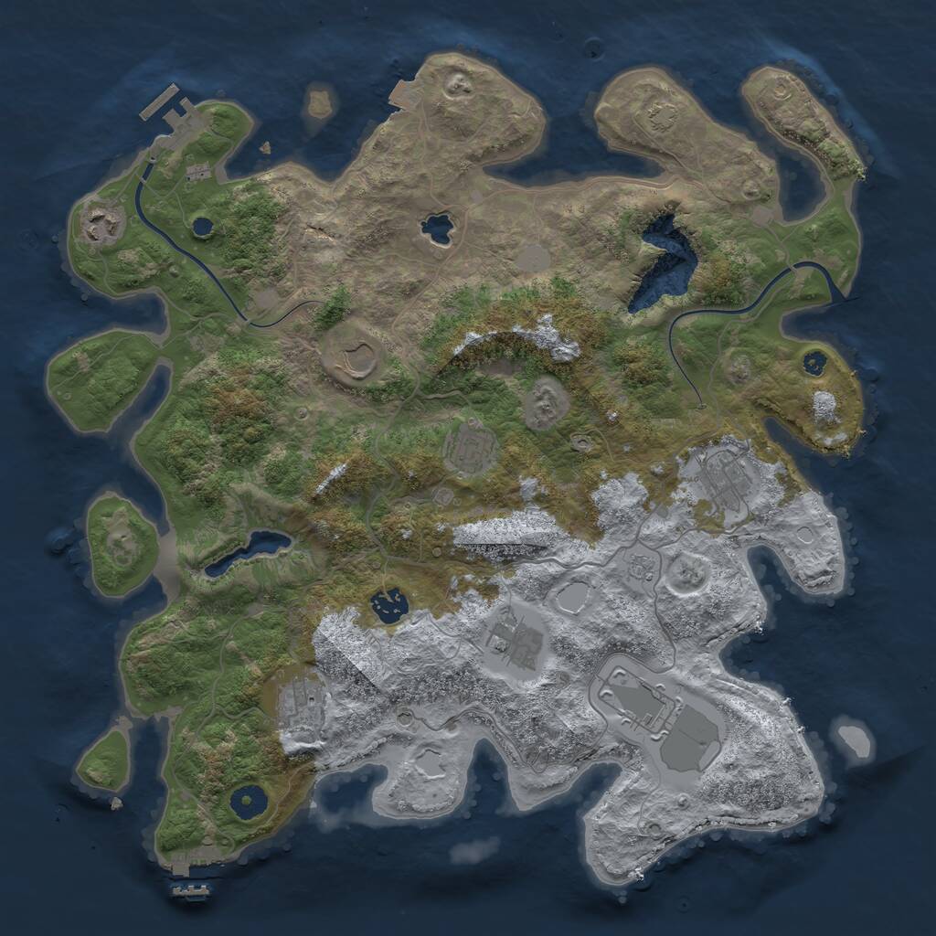 Rust Map: Procedural Map, Size: 4000, Seed: 599194370, 14 Monuments