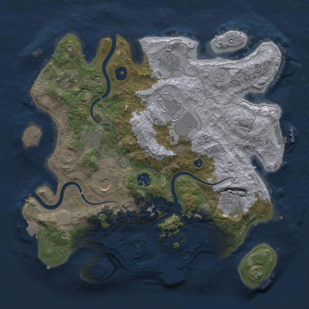 Rust Map: Procedural Map, Size: 3500, Seed: 897209406, 14 Monuments