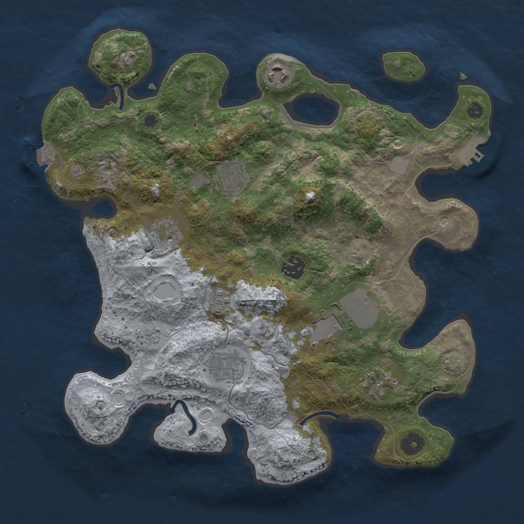 Rust Map: Procedural Map, Size: 3500, Seed: 32482324, 15 Monuments