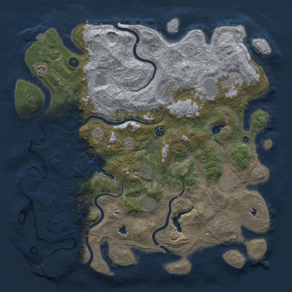 Rust Map: Procedural Map, Size: 4550, Seed: 21588289, 14 Monuments