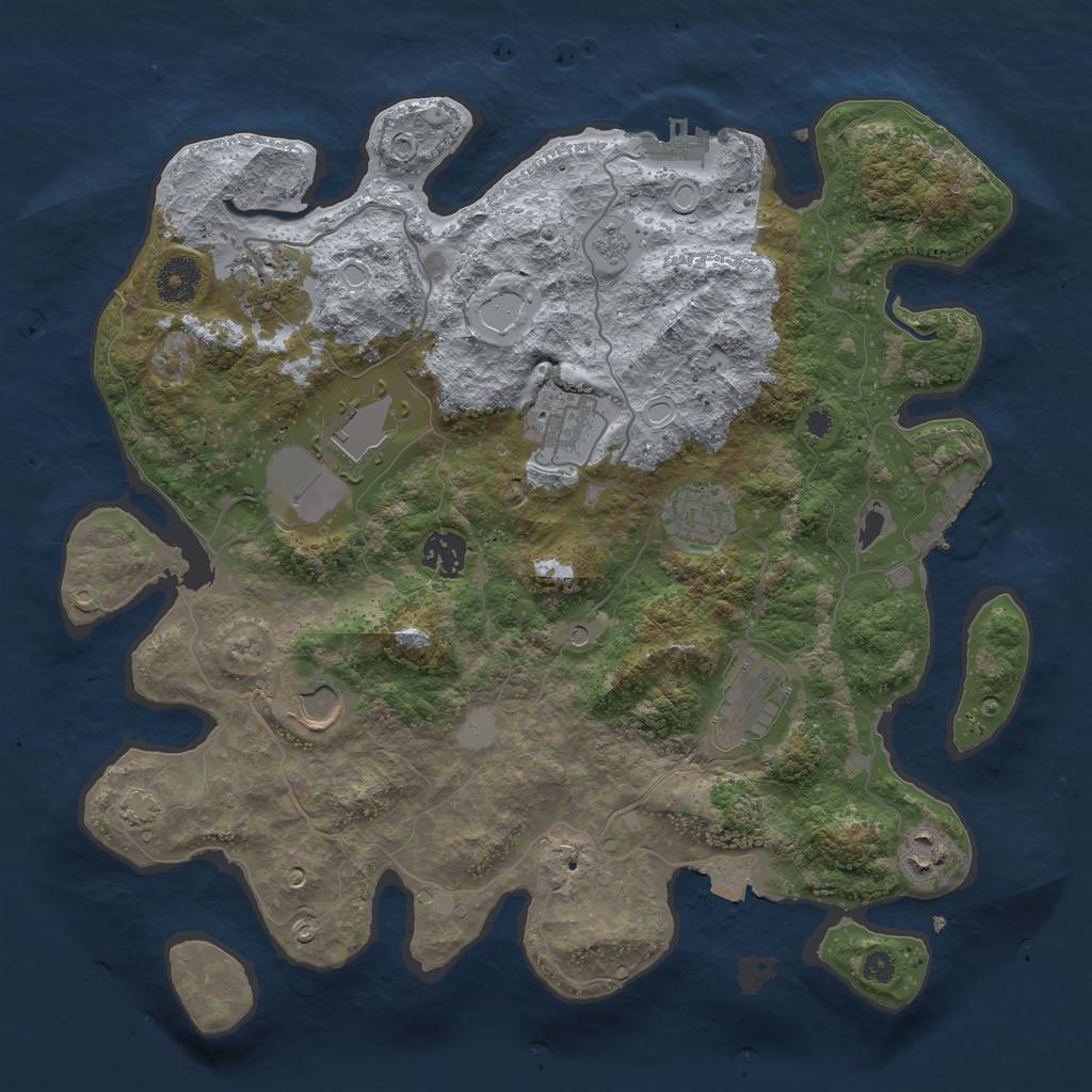 Rust Map: Procedural Map, Size: 3600, Seed: 7397, 16 Monuments