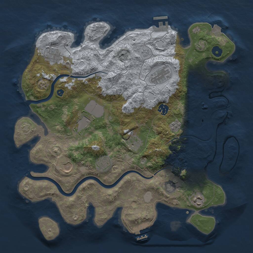 Rust Map: Procedural Map, Size: 3600, Seed: 7397, 16 Monuments