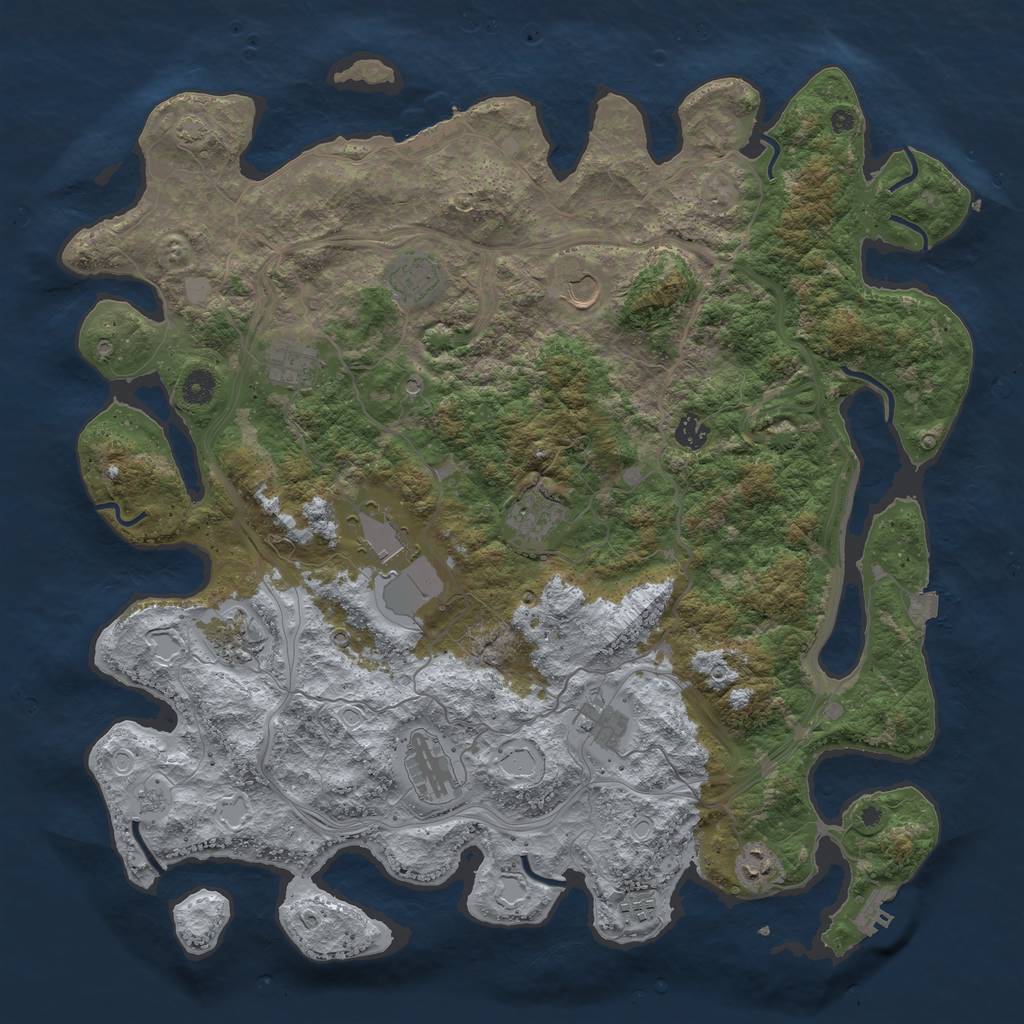 Rust Map: Procedural Map, Size: 4500, Seed: 645700760, 19 Monuments