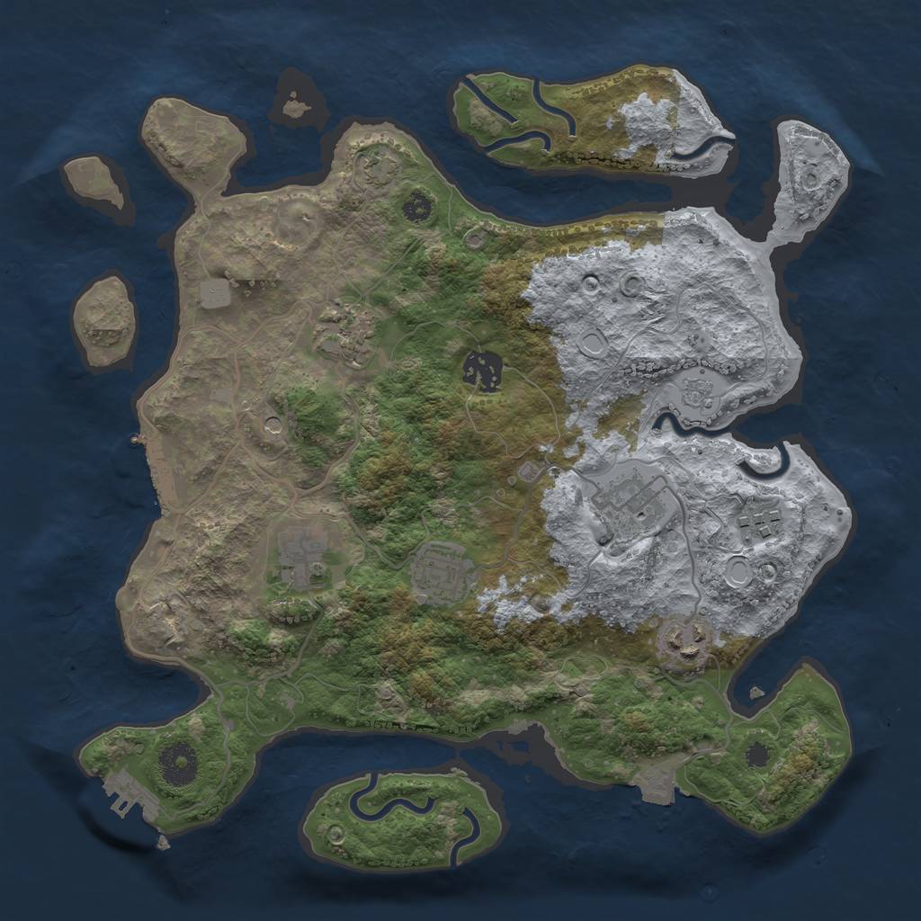 Rust Map: Procedural Map, Size: 3300, Seed: 1374069443, 15 Monuments