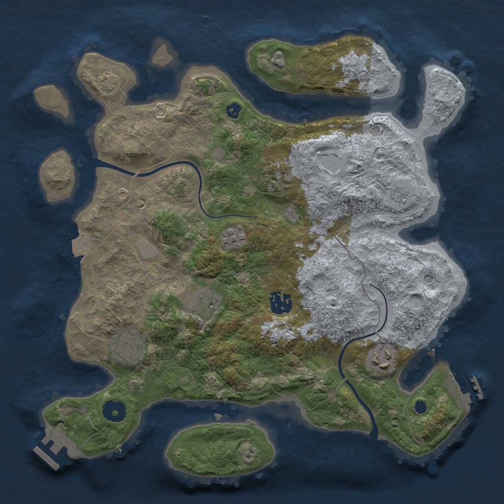 Rust Map: Procedural Map, Size: 3300, Seed: 1374069443, 12 Monuments