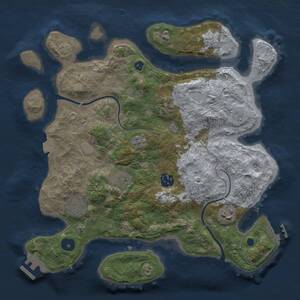 Thumbnail Rust Map: Procedural Map, Size: 3300, Seed: 1374069443, 12 Monuments