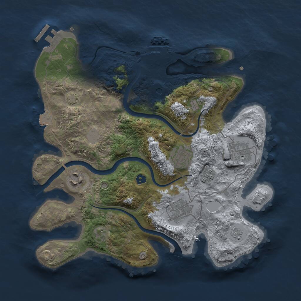 Rust Map: Procedural Map, Size: 3000, Seed: 2105386956, 11 Monuments
