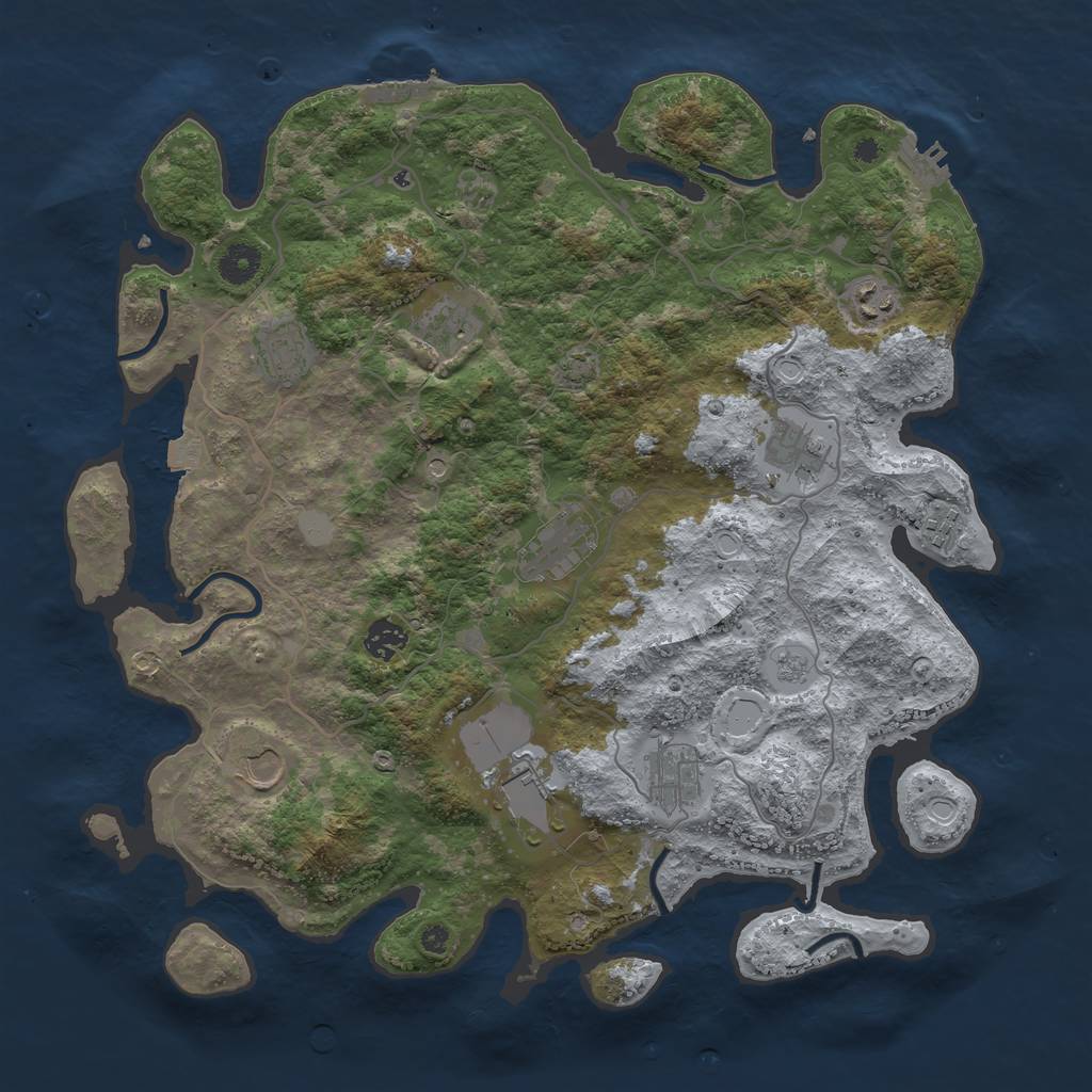 Rust Map: Procedural Map, Size: 4000, Seed: 121424456, 18 Monuments