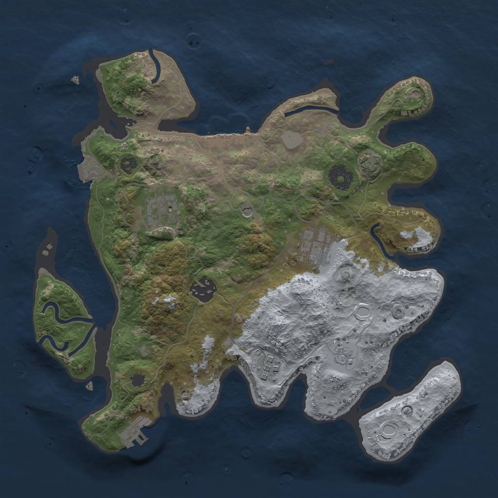 Rust Map: Procedural Map, Size: 3000, Seed: 5836741, 12 Monuments
