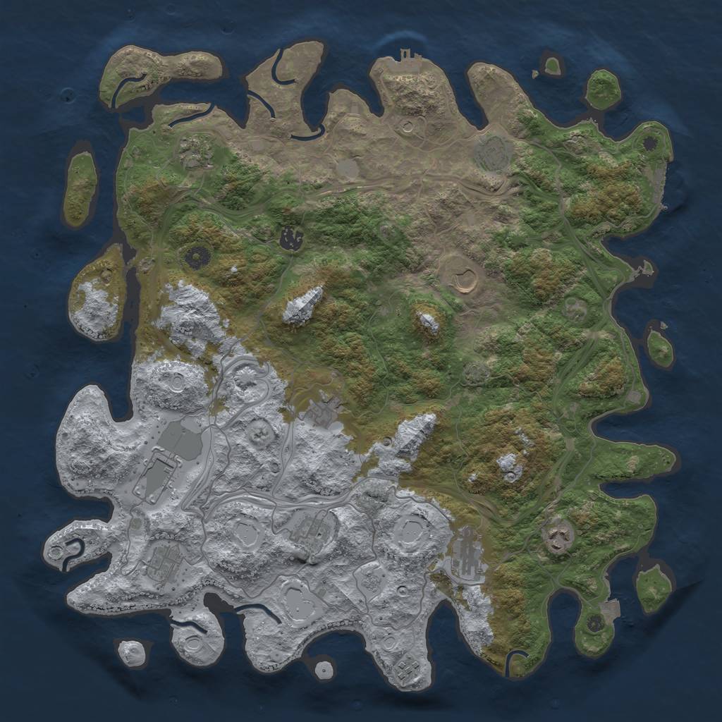 Rust Map: Procedural Map, Size: 4500, Seed: 1047247754, 19 Monuments