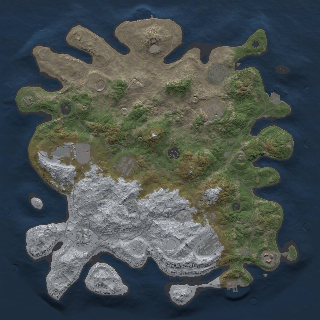 Rust Map: Procedural Map, Size: 4000, Seed: 18518, 18 Monuments