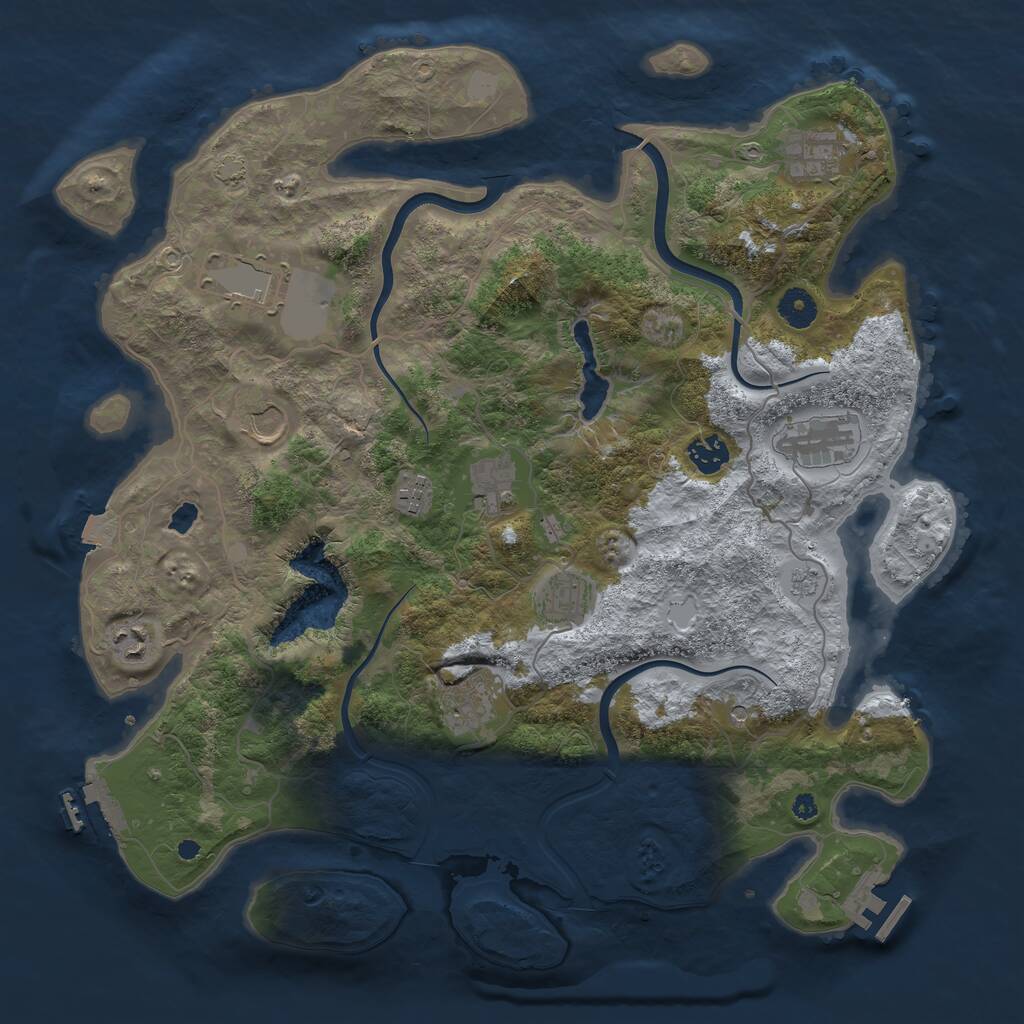 Rust Map: Procedural Map, Size: 4000, Seed: 43579, 16 Monuments