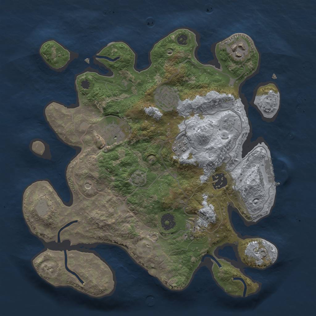 Rust Map: Procedural Map, Size: 3000, Seed: 9864513, 13 Monuments