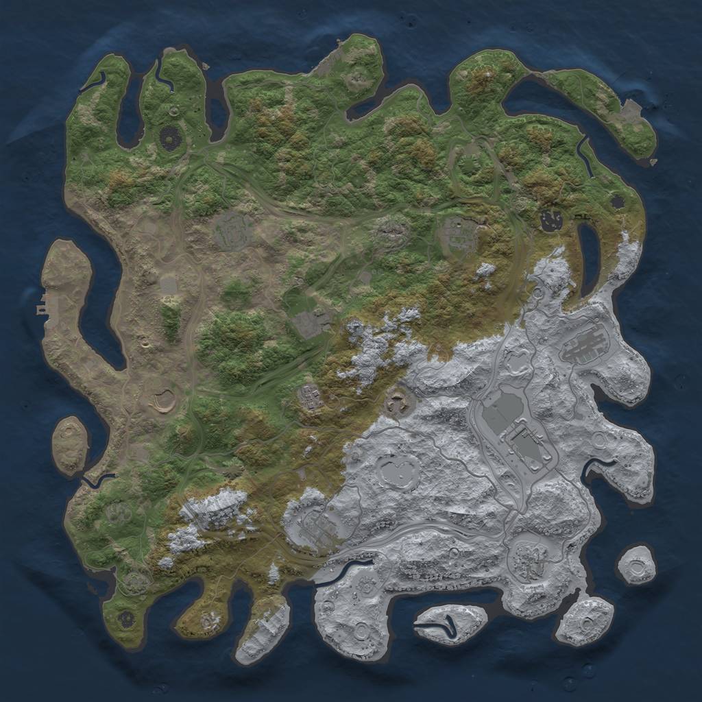 Rust Map: Procedural Map, Size: 4500, Seed: 1880856282, 19 Monuments