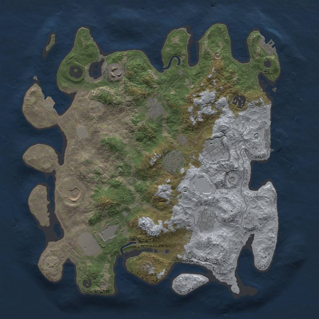 Rust Map: Procedural Map, Size: 3600, Seed: 302723019, 16 Monuments