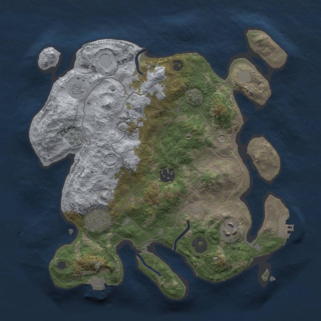 Rust Map: Procedural Map, Size: 3000, Seed: 96824923, 12 Monuments