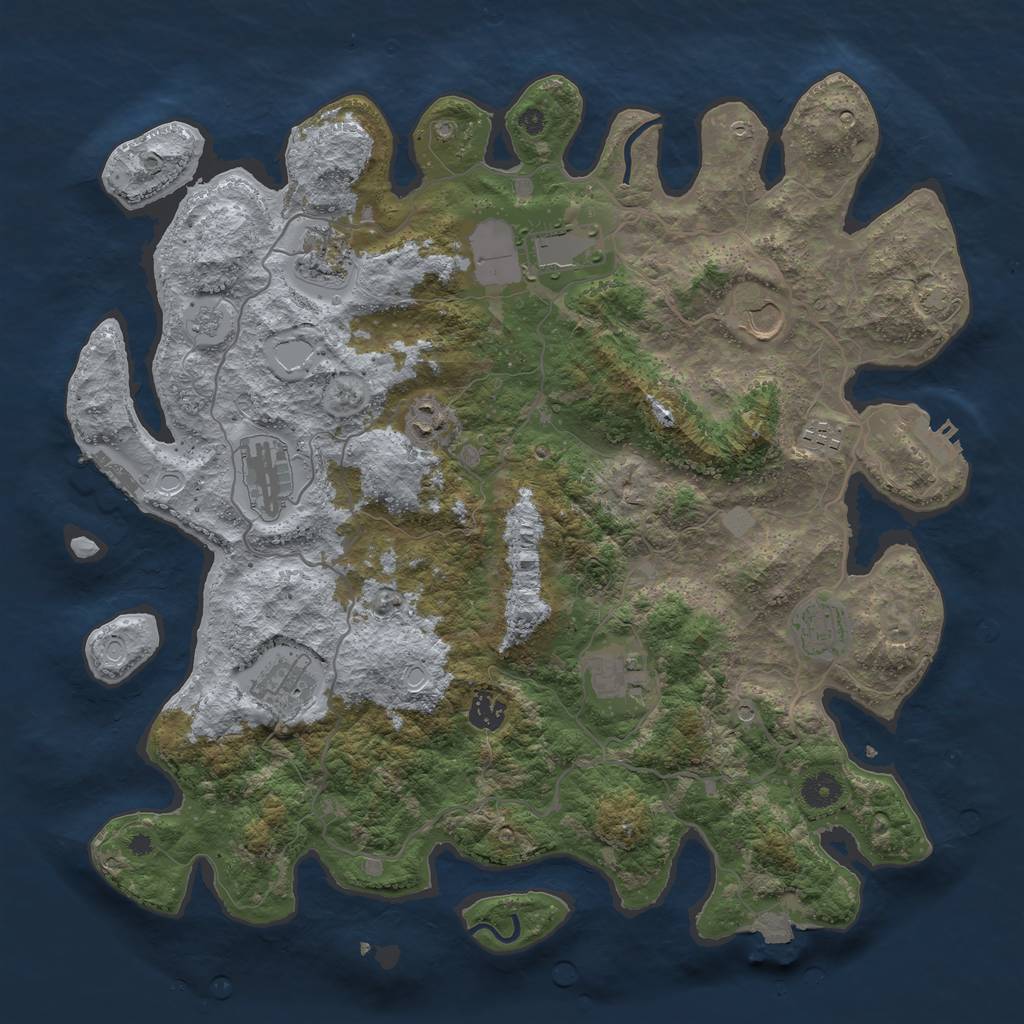 Rust Map: Procedural Map, Size: 4100, Seed: 13329, 18 Monuments