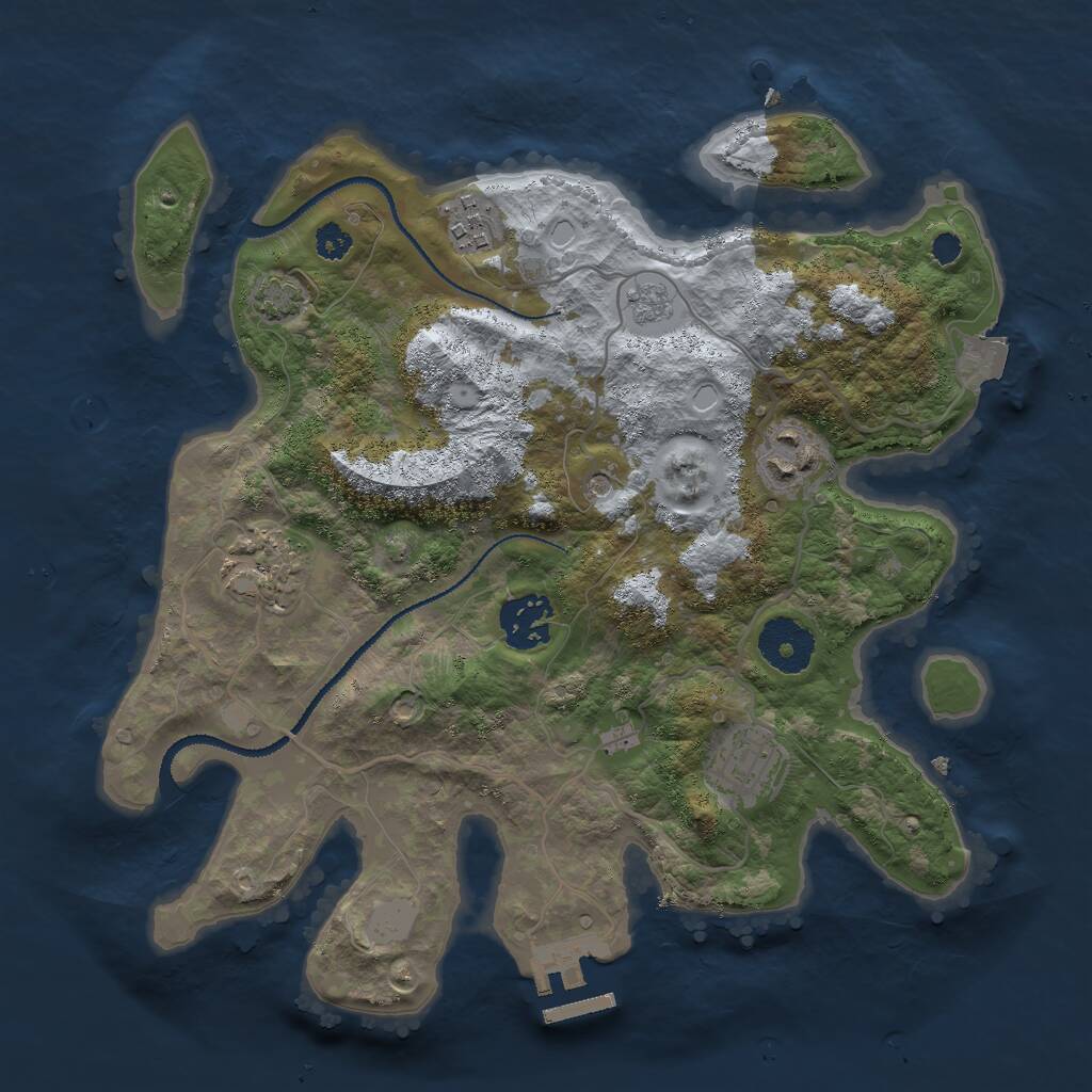 Rust Map: Procedural Map, Size: 3000, Seed: 1524584418, 10 Monuments