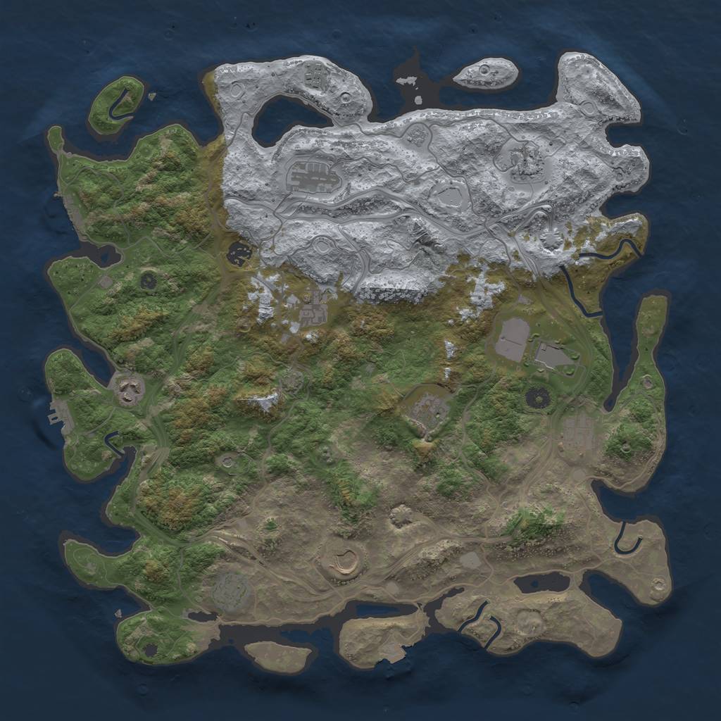 Rust Map: Procedural Map, Size: 4500, Seed: 1541010686, 19 Monuments