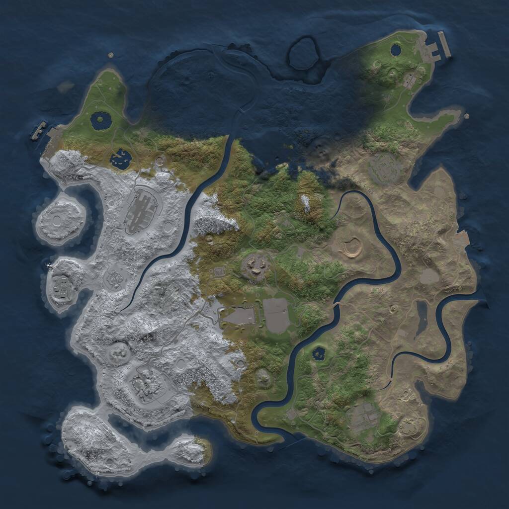 Rust Map: Procedural Map, Size: 3800, Seed: 19725201, 16 Monuments
